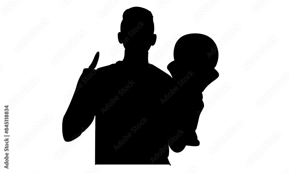 silhouette of man holding trophy silhouette of man holding trophy