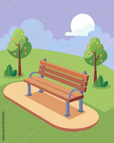 An empty park bench once a popular spot for retirees to gather and swap stories now barren as many have had to take on second jobs due to pension s.. Vector illustration