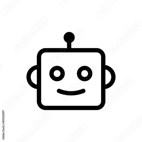 smiling robot icon flat design isolated on white background
