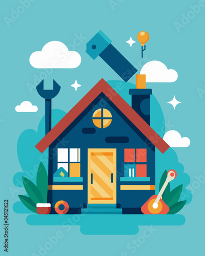 Prioritizing necessary home repairs rather than upgrading to a larger or fancier living space.. Vector illustration