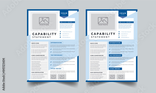 Capability Statement design with 2 style concept layout template	
