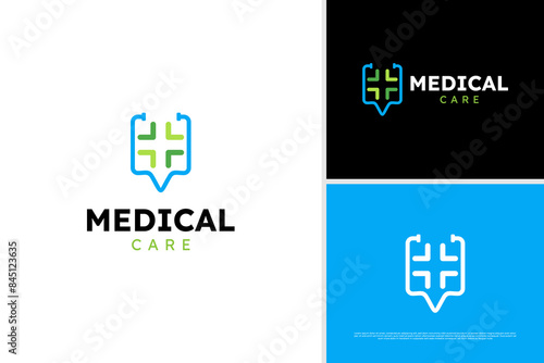 Vector minimalist medical services logo, health point logo design, healthcare logo design template