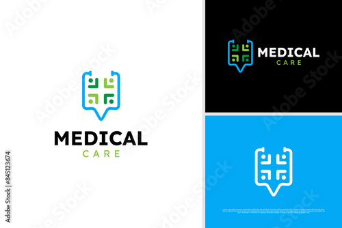 Vector minimalist medical services logo, health point logo design, healthcare logo design template
