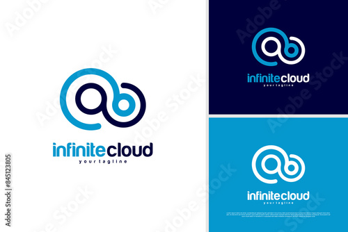 Vector infinity cloud logo, cloud tech logo design template