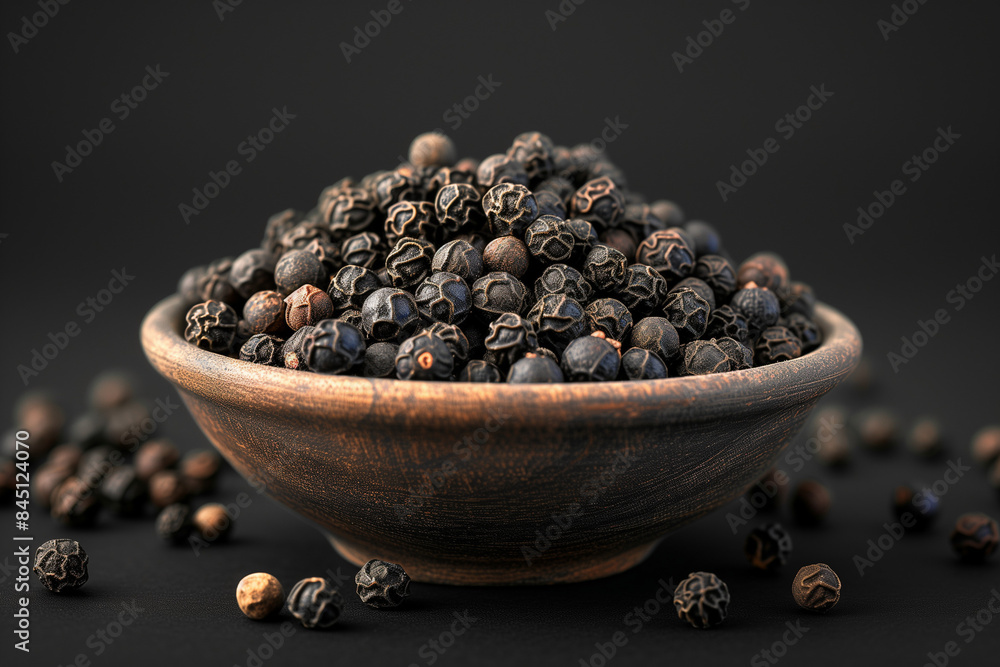PSD side view on black peppercorns in a bowl isolated on black background
PSD side view on black peppercorns in a bowl isolated on black background