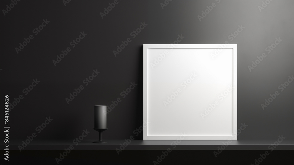 Minimalist Dark Room with Blank White Frame and Modern Décor
Minimalist Dark Room with Blank White Frame and Modern Décor