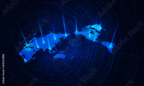 Abstract Airlines of the world map of airplane for logistic on Light out business technology background Hitech communication concept innovation background, vector design