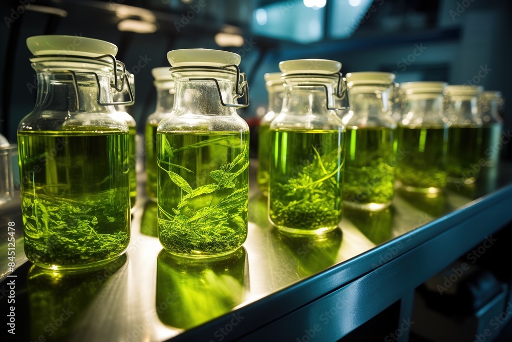 Marine plankton or Microalgae culture into a test tube in laboratory, Green algae or phytoplankton can produce biofuel industry, Algae fuel, food, industries or biotechnology is developing sustainably Marine plankton or Microalgae culture into a test tube in laboratory, Green algae or phytoplankton can produce biofuel industry, Algae fuel, food, industries or biotechnology is developing sustainably
