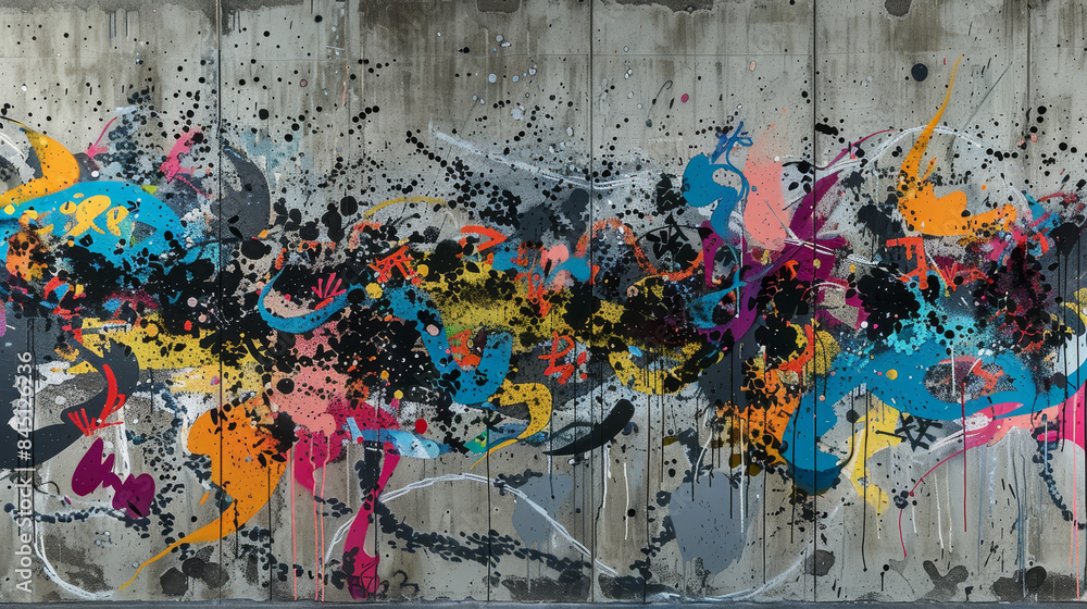 Naklejka premium A colorful graffiti mural with a black line running through it