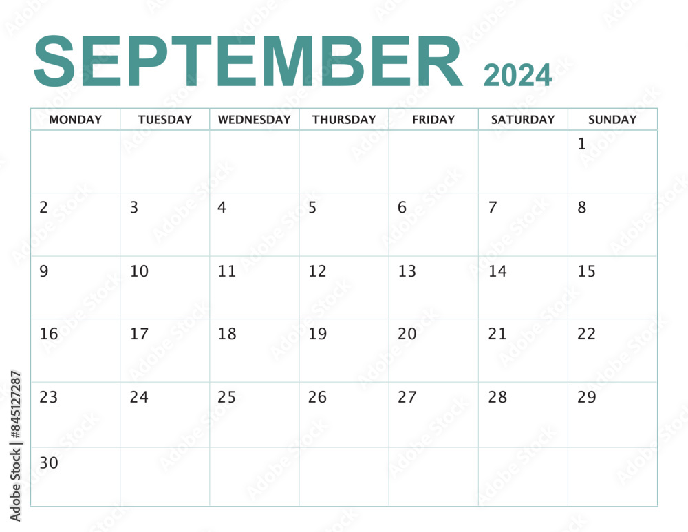 SEPTEMBER 2024 calendar start from MONDAY SEPTEMBER 2024 calendar start from MONDAY