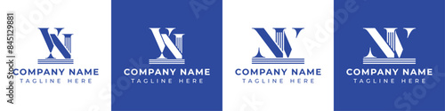 Letters NV and VN Pillar Logo, suitable for business with NV and VN related to Pillar