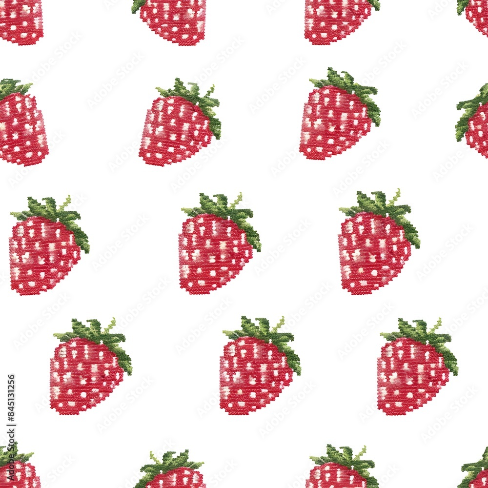 Strawberry Cross Stitch Seamless Pattern Design Strawberry Cross Stitch Seamless Pattern Design