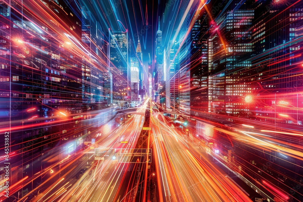 Blurred bokeh effect in a cityscape at night with neon lights, urban entertainment and nightlife. Blurred bokeh effect in a cityscape at night with neon lights, urban entertainment and nightlife.