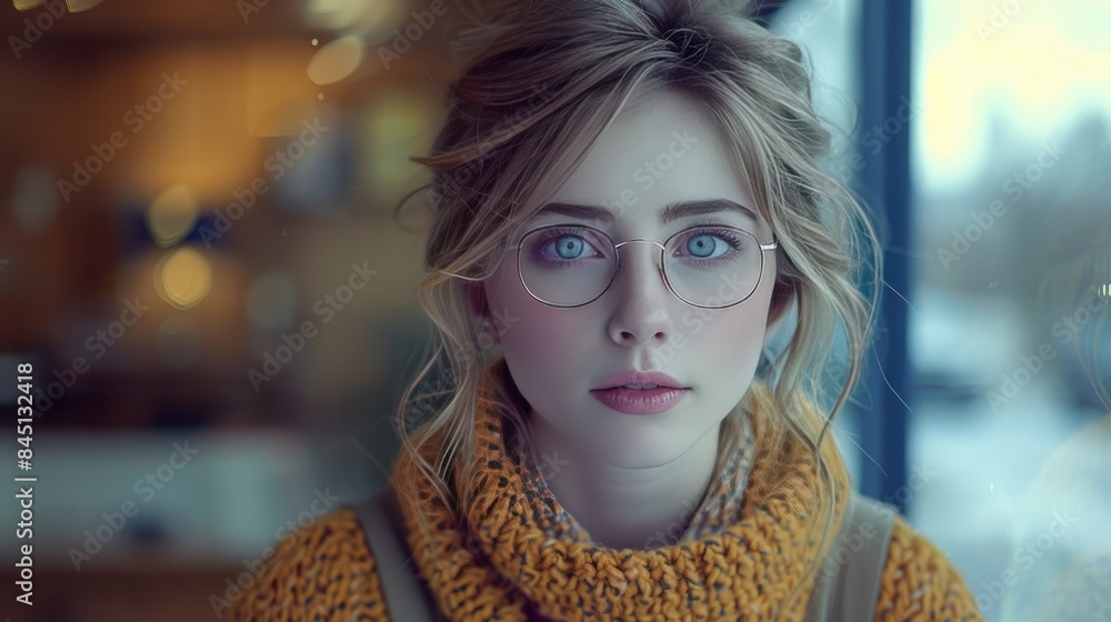 Young attractive woman testing new glasses with optician Young attractive woman testing new glasses with optician