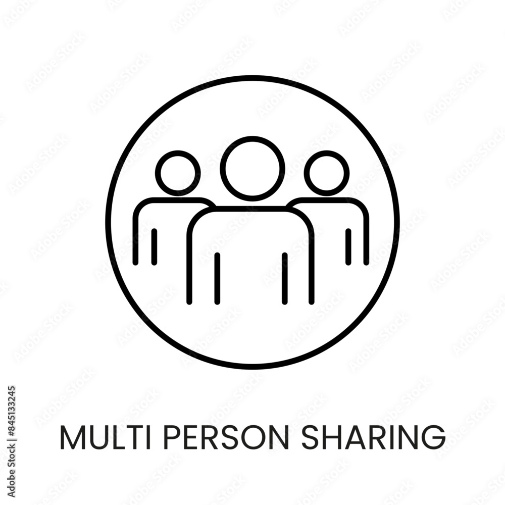 Multi person sharing line vector icon with editable stroke