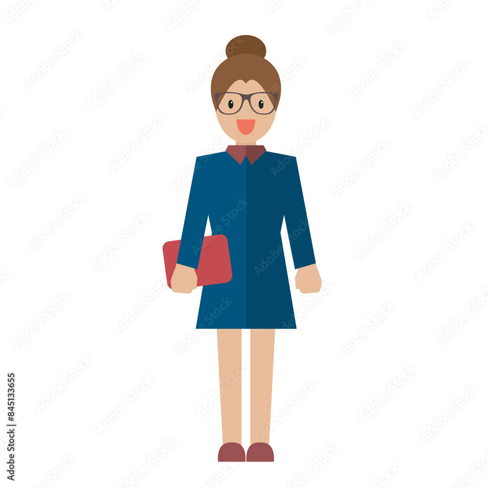 Secretary character in flat style Secretary character in flat style