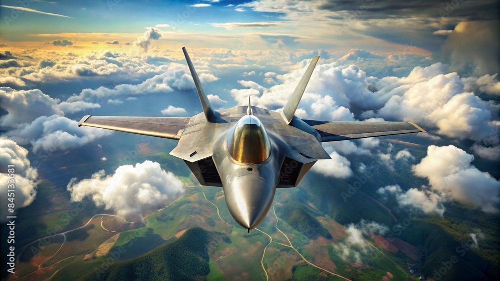 Obraz premium fighter plane flies in the sky.