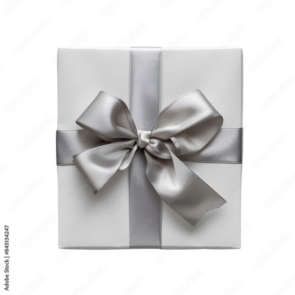 Elegant white gift box adorned with a silver ribbon, perfect for celebrations, holidays, or special occasions. Minimalist and classy design. Elegant white gift box adorned with a silver ribbon, perfect for celebrations, holidays, or special occasions. Minimalist and classy design.