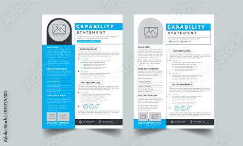 Capability Statement design with 2 style concept layout template