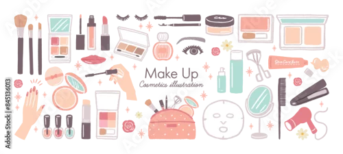 Obraz かわいいコスメ　化粧品のイラスト