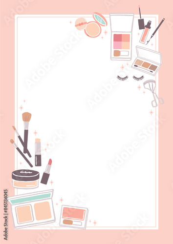 かわいいコスメ　化粧品のイラストのフレームイラスト