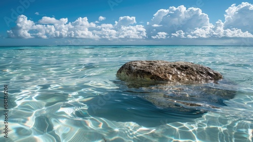 Rock in the transparent ocean photo