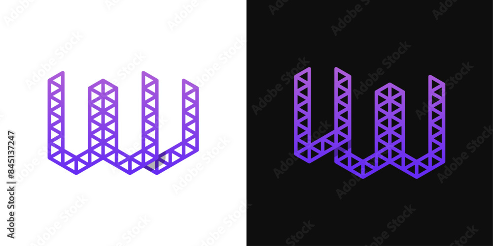 Fototapeta premium Letters VW and WV Polygon Logo, suitable for business related to polygon with WV or VW initials
