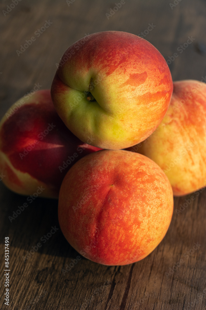 Close-up of peaches on the table, photographed in Shanghai, China Close-up of peaches on the table, photographed in Shanghai, China