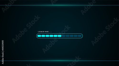 Blue loading bar abstract technology interface hud vector design for technology business.	
