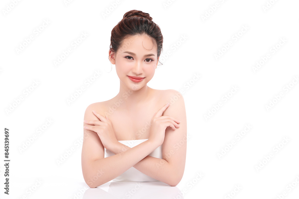 Beautiful young asian woman with clean fresh skin on white background, Face care, Facial treatment, Cosmetology, beauty and spa, Asian women portrait. Beautiful young asian woman with clean fresh skin on white background, Face care, Facial treatment, Cosmetology, beauty and spa, Asian women portrait.