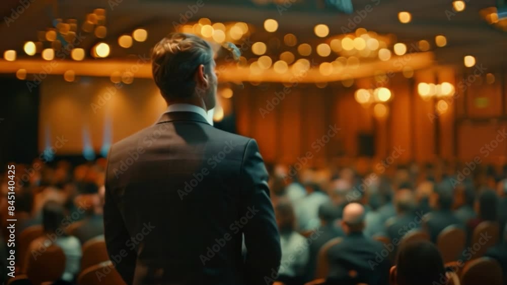 A Businessman Speaking at a Business Conference and Presentation to customers, A Businessman Speaking at a Business Conference and Presentation to customers,