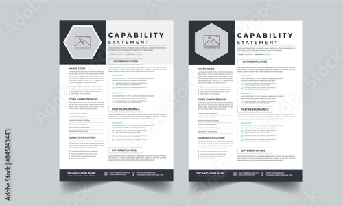 Capability Statement design template layout with 2 concept
