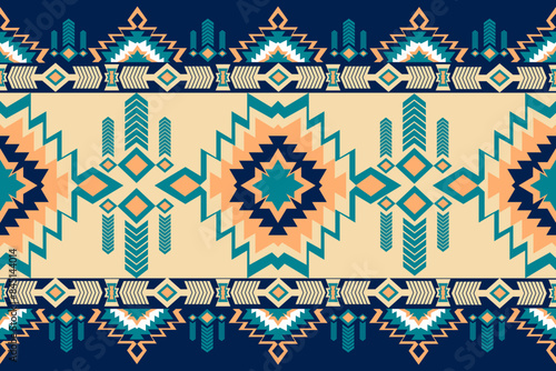 Geometric Ethnic pattern, Native American indian tribal fabric, Seamless pattern in folk  and navajo Aztec geometric art ornament illustration Vector design for home decoration fashion