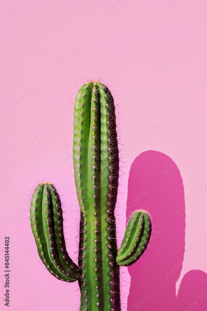 A cactus in front of a bright pink background. Summer idea. A cactus in front of a bright pink background. Summer idea.
