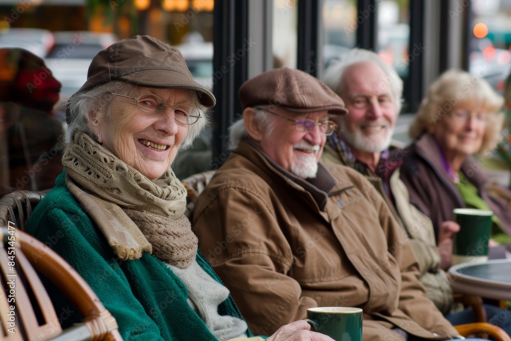 Group of senior people sitting in a cafe in Paris, France. Group of senior people sitting in a cafe in Paris, France.
