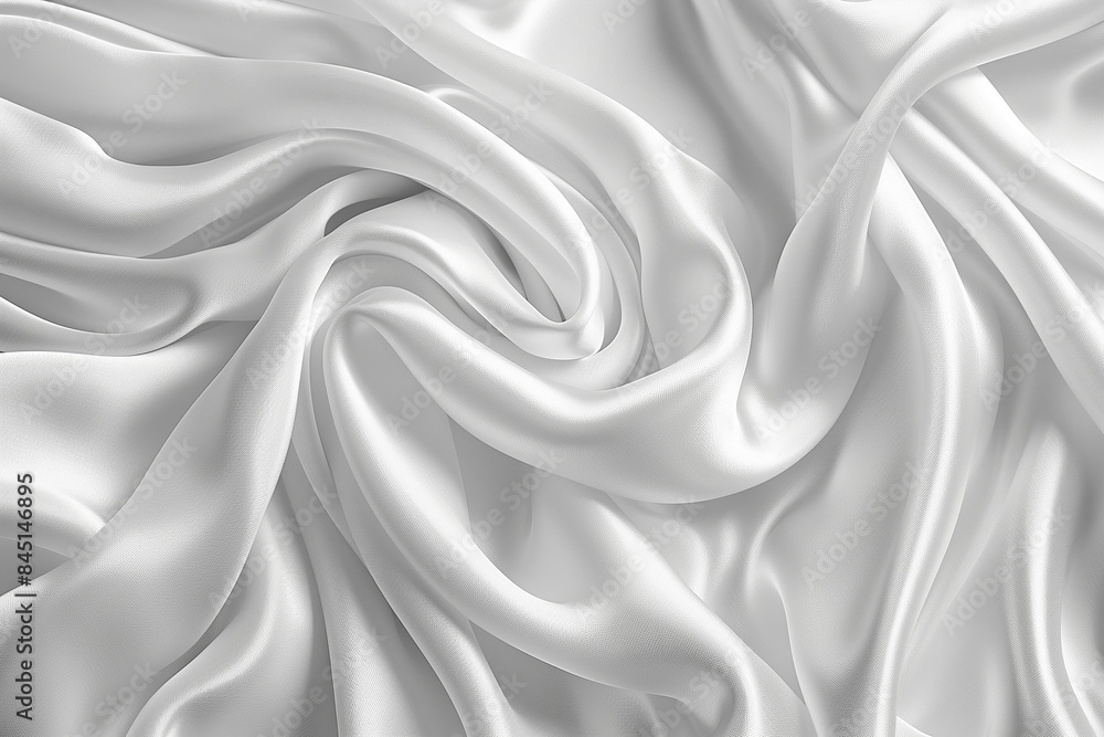 Luxurious white satin fabric with smooth, flowing folds and a soft, shimmering texture, generative ai
