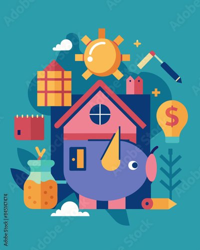 Saving for a down payment on a home instead of splurging on expensive designer items.. Vector illustration