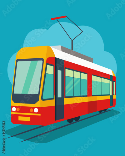 The trams sleek design and smooth ride make it a popular choice for tourists who can enjoy sightseeing while knowing they are contributing to sustainable transportation.. Vector illustration