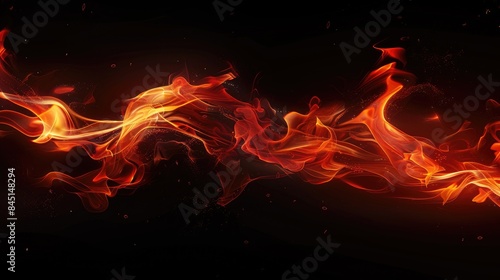 Flames dancing on a dark backdrop