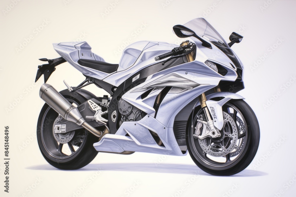 Realistic motorbike pencil drawing isolated on white background, perfect for design projects Realistic motorbike pencil drawing isolated on white background, perfect for design projects
