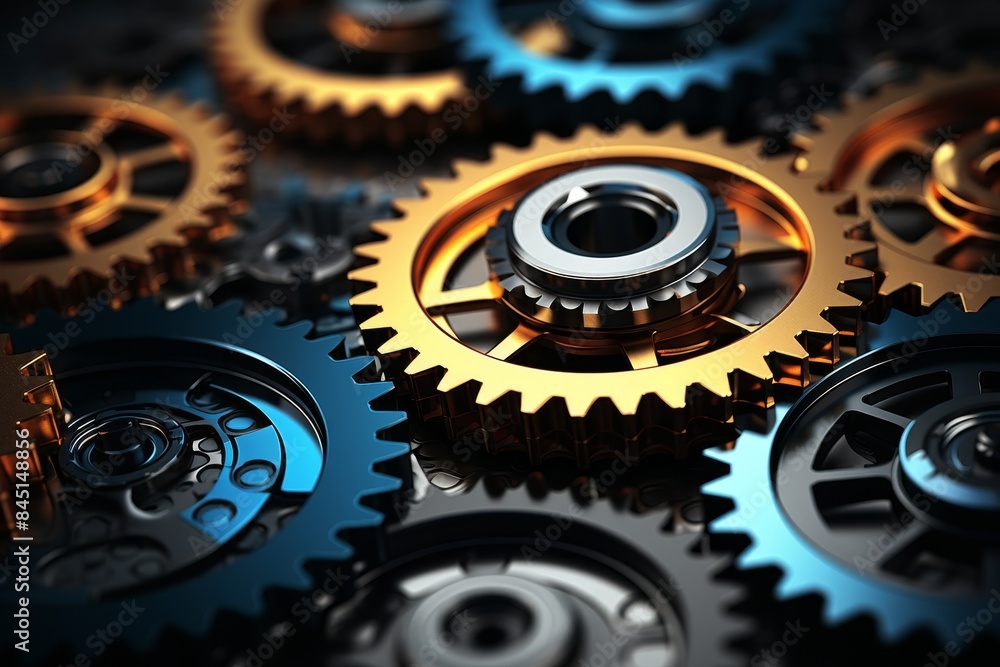 Close-Up of Interconnected Gears Close-Up of Interconnected Gears