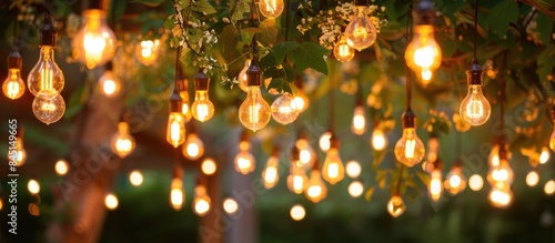 Outdoor Party Decor Featuring Light Bulbs
