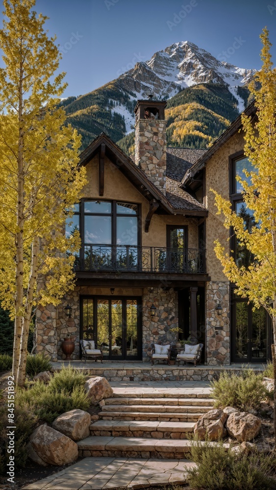 Fototapeta premium A very luxurious mansion with modern and classic styles in Aspen, Colorado