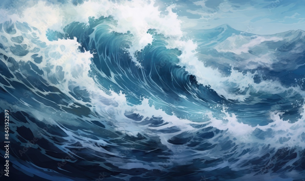 Ocean Waves Digital Painting Ocean Waves Digital Painting