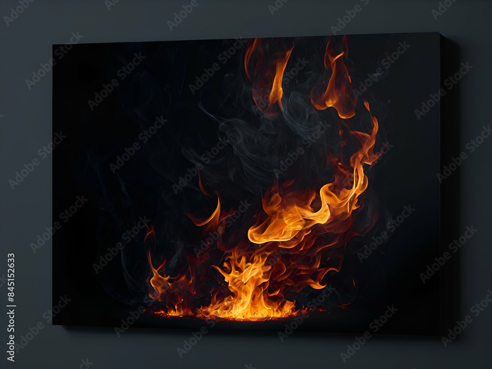 Fototapeta premium Eerie Glow: The Otherworldly Intensity of a Flickering Blaze in the Darkness