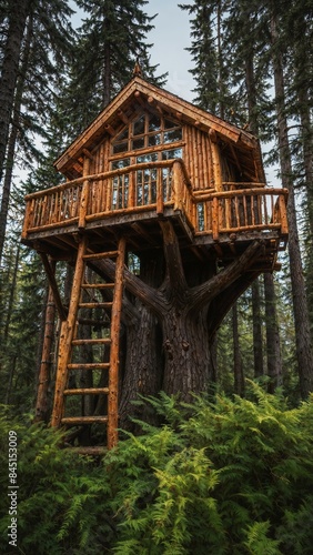 A beautiful tree house in Alaska, visualized from a real source. © Luxury Richland