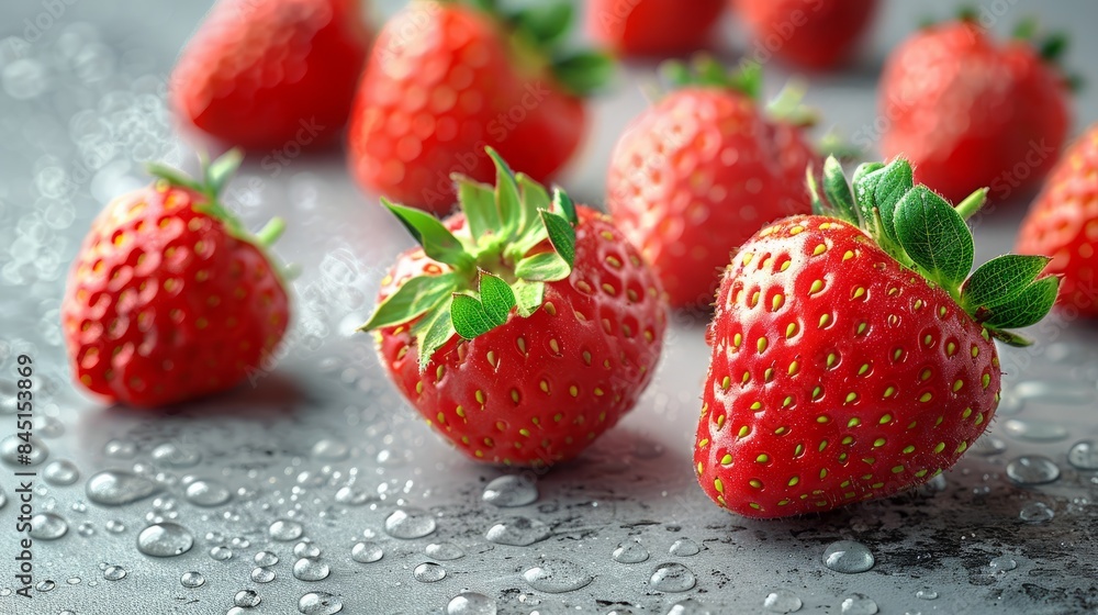 Composition with ripe red strawberries on light background Composition with ripe red strawberries on light background