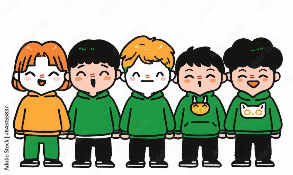 cartoon of a couple of kids on white background