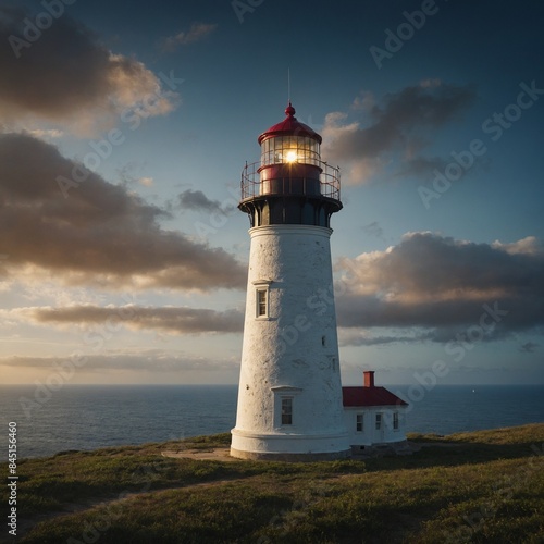 "Raise Awareness, Restore Freedom" - Background: A bright lighthouse.