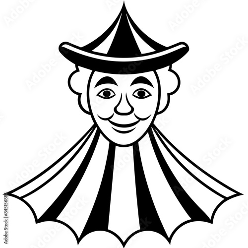 Clown in a tent classic art design of a vintage circus